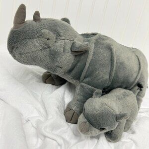 Adventure Planet Rhino & Baby Plush  Birth of Life Mother and Baby Calf